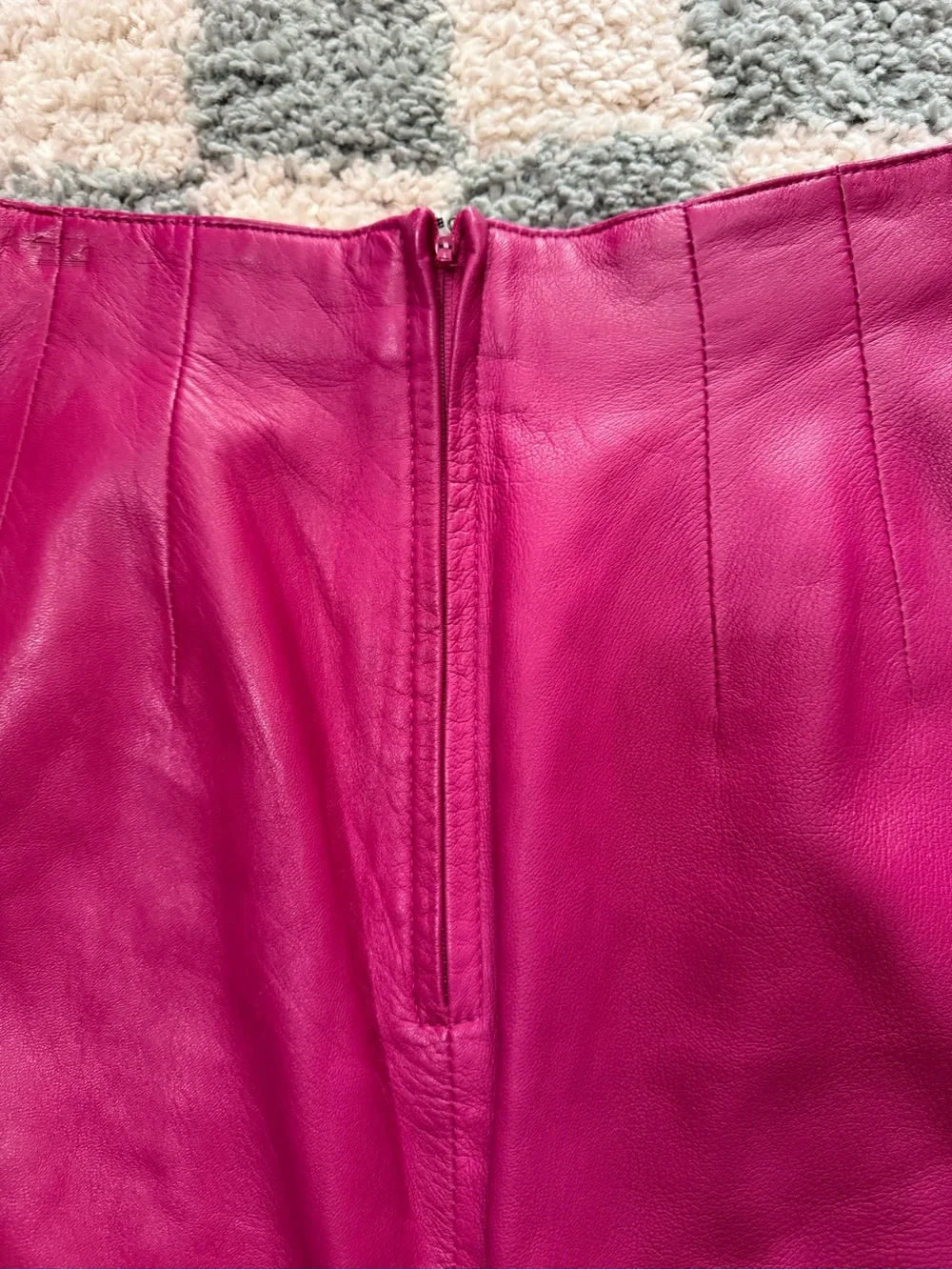 Evan Davies 100% leather magenta pink skirt Barbie feminine biker Pink Ladies 10